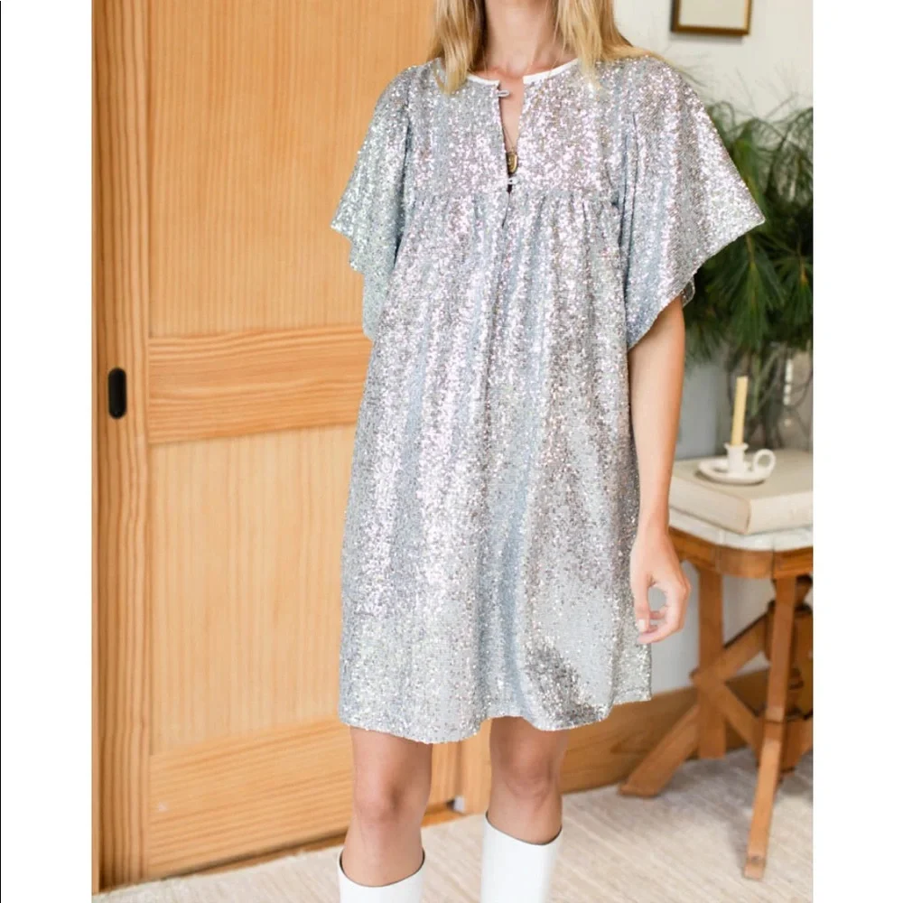 EMERSON FRY Marion Short Dress - Silver Sequin XXS - Picture 4 of 15